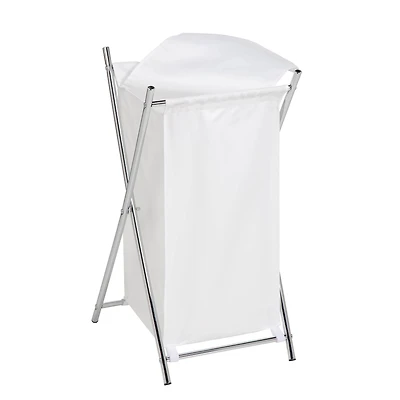 Honey Can Do 27" Chrome & White Folding Hamper