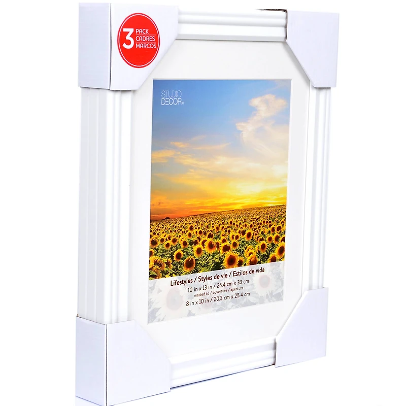 3 Pack Lifestyles 8" x 10" White Frames With Mat by Studio Décor®