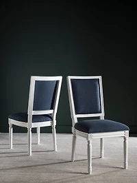 Buchanan Rectangle Side Chair Set of 2 in Navy & Creme