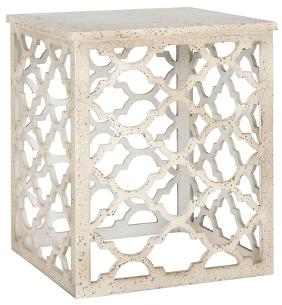 Lonny End Table in Distressed White
