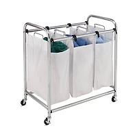 Honey Can Do 32" White & Chrome Heavy Duty Triple Sorter