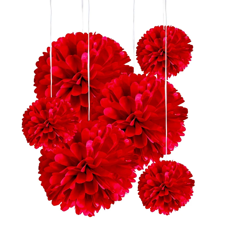 Red Paper Pom Poms By Celebrate It™