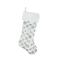 20.5" Sequin Snowflake Stocking With White Faux Fur Cuff