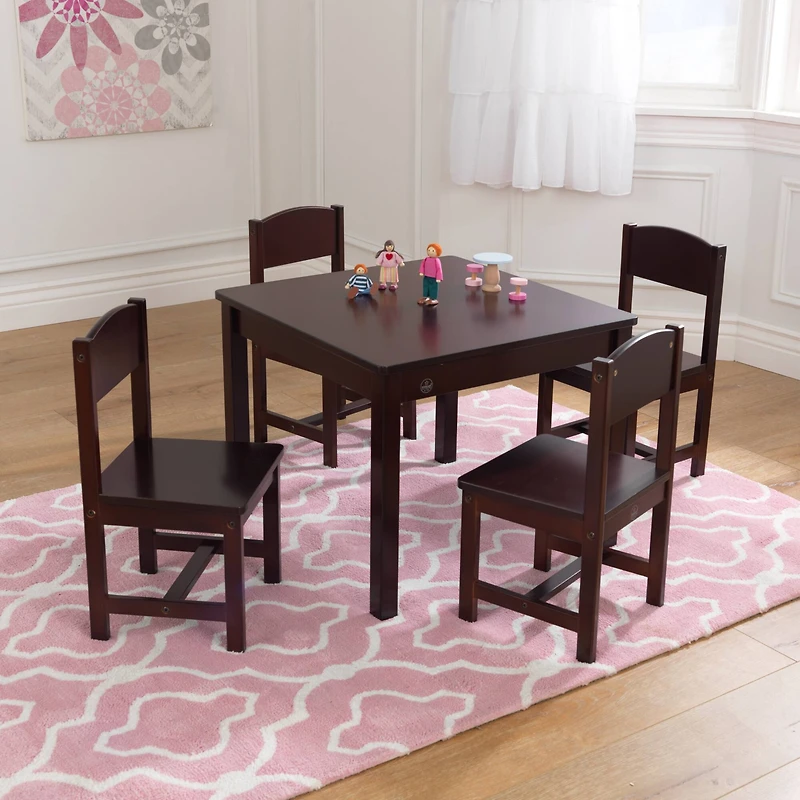 KidKraft Espresso Farmhouse Table & 4 Chair Set
