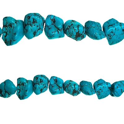 12 Pack: Turquoise Dyed Howlite Nugget Beads by Bead Landing™