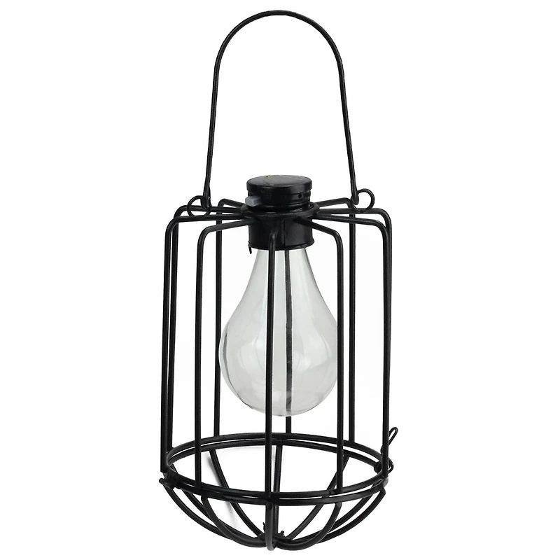 6.75" Black Cylindrical Solar Powered LED Patio Lantern