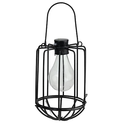 6.75" Black Cylindrical Solar Powered LED Patio Lantern