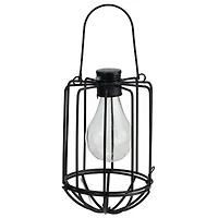 6.75" Black Cylindrical Solar Powered LED Patio Lantern