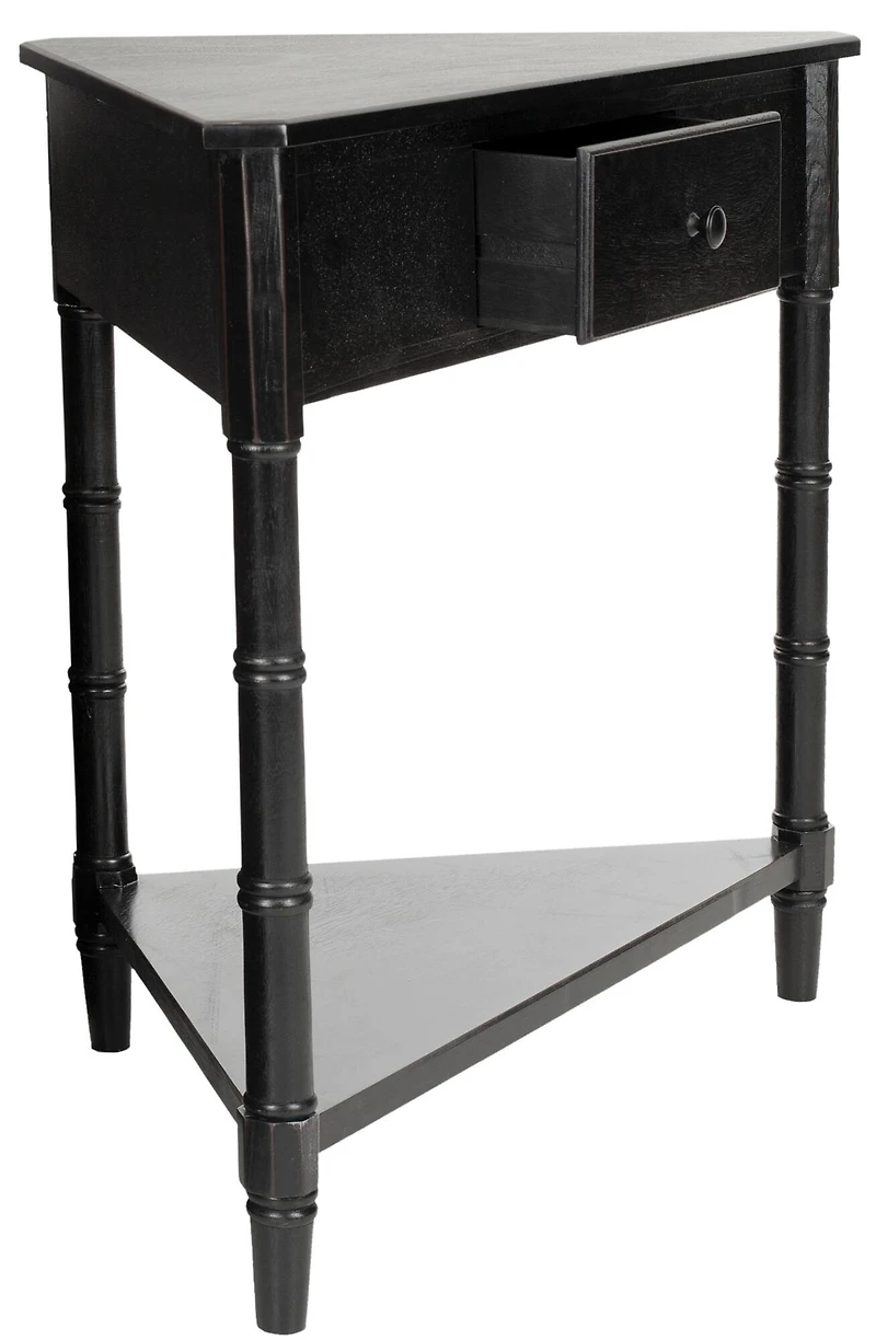 Gomez Corner Table in Distressed Black