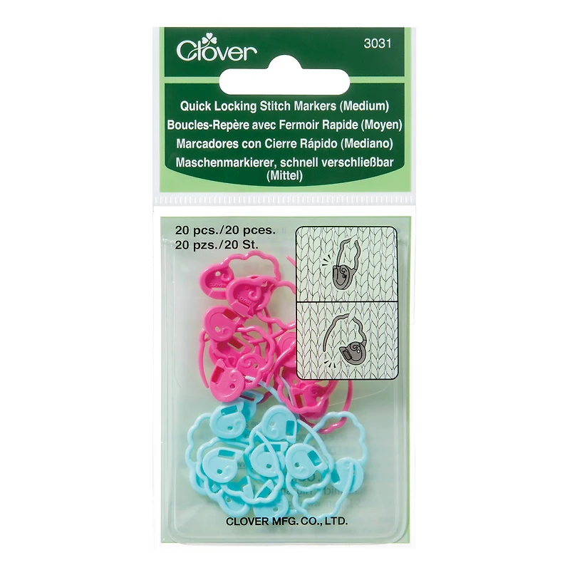 Clover® Quick-Locking Stitch Markers, Medium
