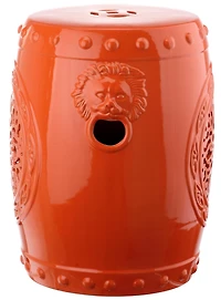 Flower Drum Garden Stool in Orange