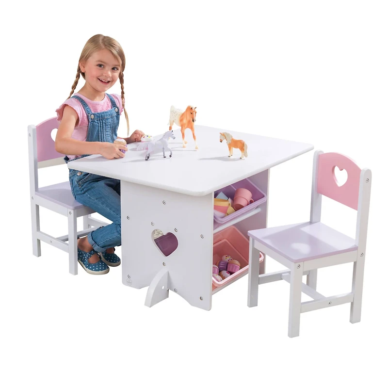 KidKraft White Heart Table & Chair Set