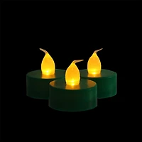 1.5" Amber & Green LED Flickering Tea Light Candle Set