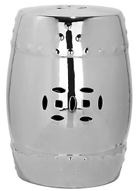 Modern Ming Garden Stool in Silver