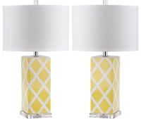 Garden Lattice Table Lamp Set in Yellow