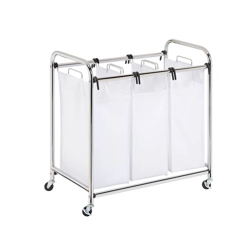 Honey Can Do 32" White & Chrome Heavy Duty Triple Sorter