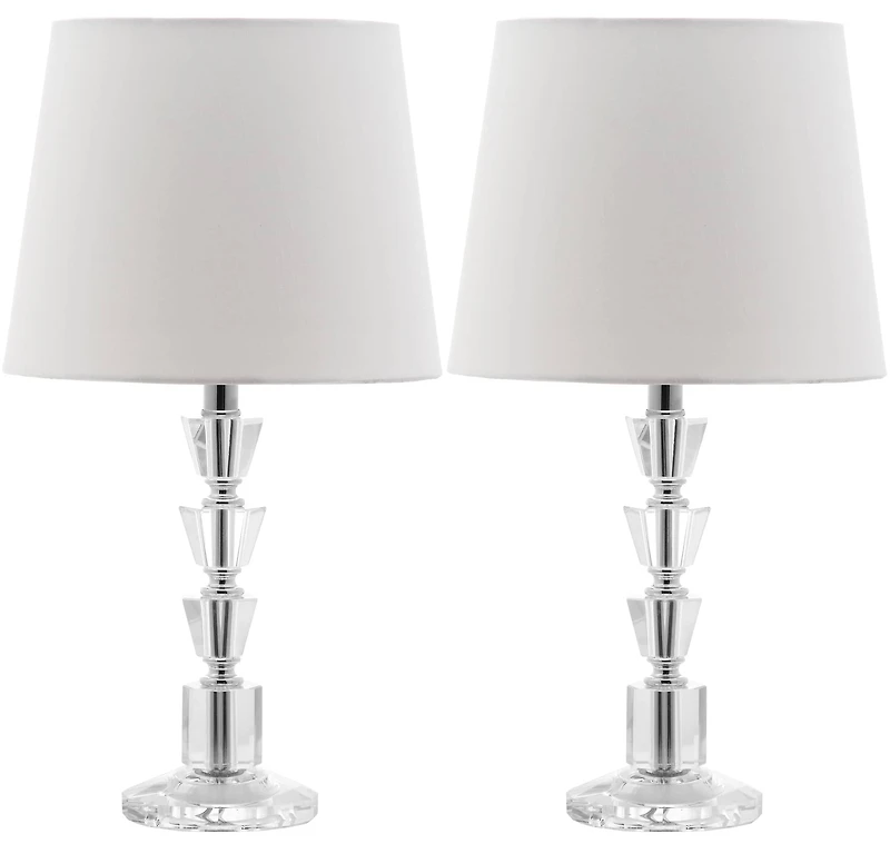 Harlow Tiered Crystal Lamp Set in White