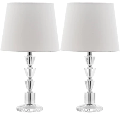 Harlow Tiered Crystal Lamp Set in White