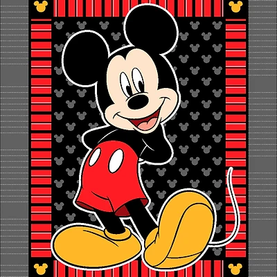 Disney Mickey Stripe & Dots No Sew Fleece Throw Kit
