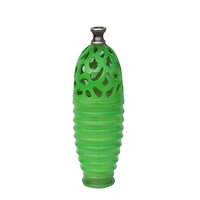 15" Outdoor Patio Cutout Vase, Lime Green & Gray