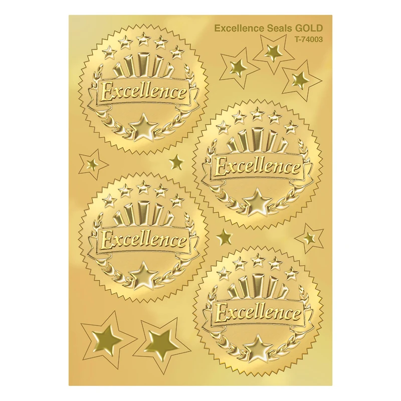 Trend Enterprises Gold Excellence Award Seals Stickers, 6 Packs