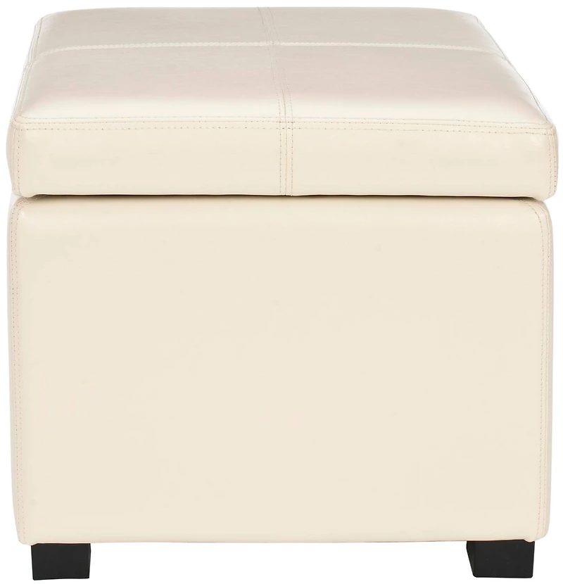 Madison Square Leather Ottoman in Flat Cream