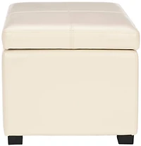 Madison Square Leather Ottoman in Flat Cream