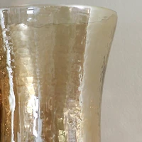 15.5" Golden Luster Decorative Hurricane Pillar Candle Holder