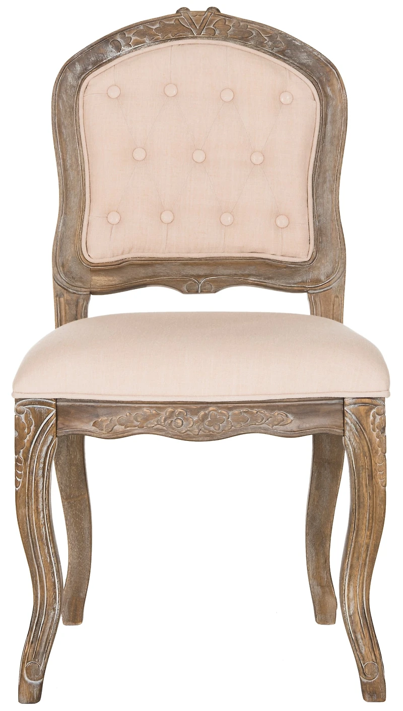 Eloise Dining Chair Set of 2 in Beige & Rustic Oak