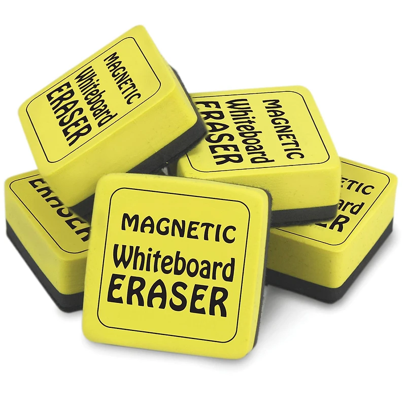 Magnetic Whiteboard Eraser, 2" x 2", Yellow - 12 per pack