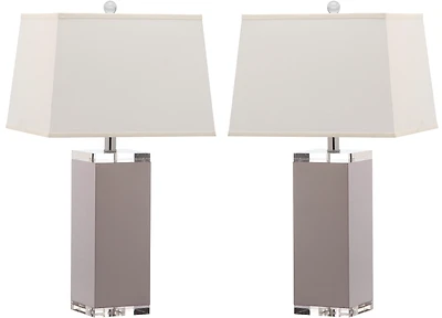 Deco Leather Table Lamp Set in Grey