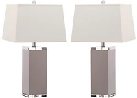 Deco Leather Table Lamp Set in Grey
