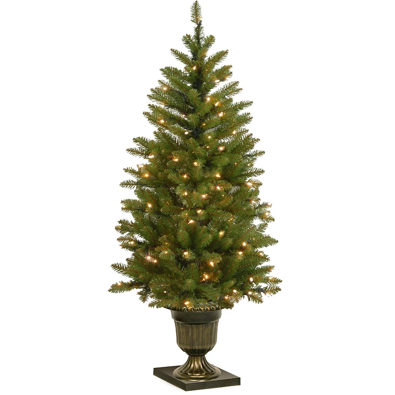 4 ft. Pre-Lit Potted Dunhill® Fir Artificial Entrance Christmas Tree, Clear Lights