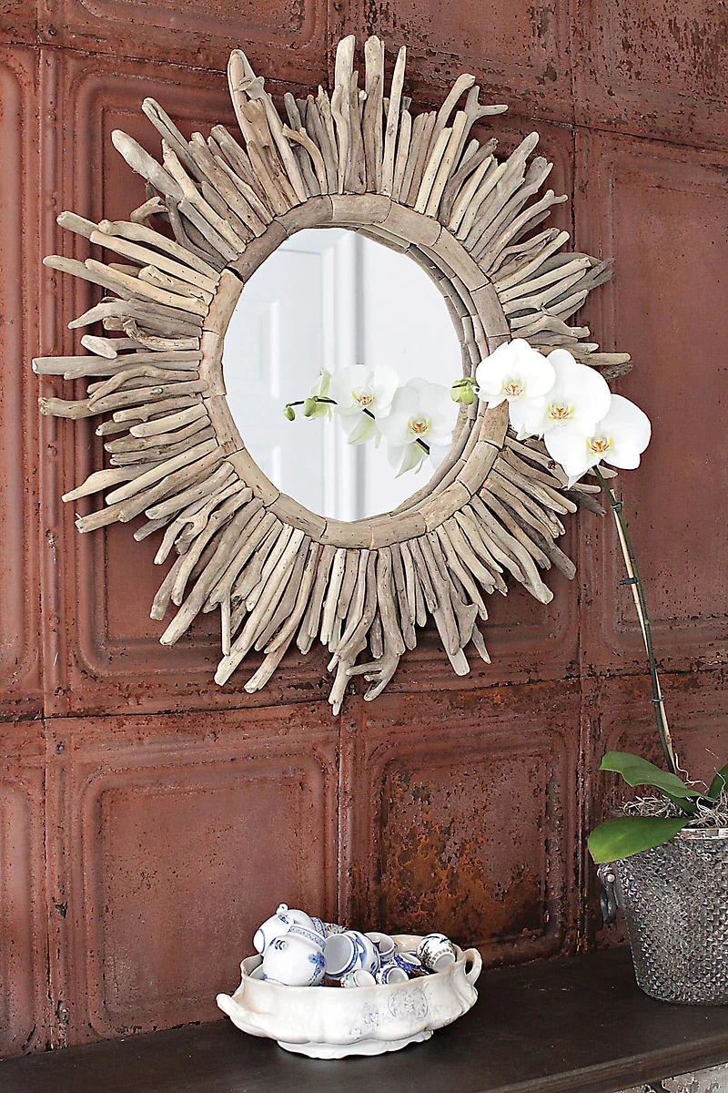 Hello Honey® Driftwood Framed Sunburst Mirror