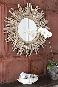 Hello Honey® Driftwood Framed Sunburst Mirror