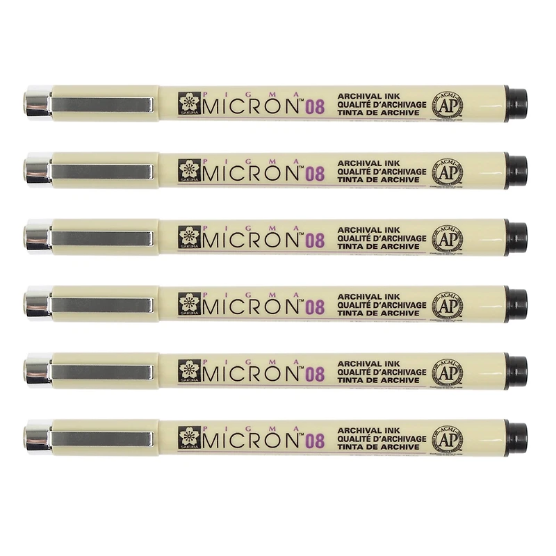 6 Packs: 6 ct. (36 total) Pigma® Micron™ 08 Fine Line Black Pens