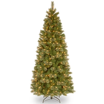 7.5 ft. Pre-Lit Tacoma Pine Slim Artificial Christmas Tree, Clear Lights