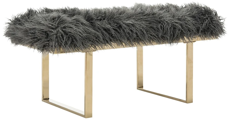 Maia Faux Lamb Bench in White
