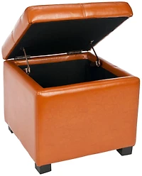 Madison Square Leather Ottoman in Saddle