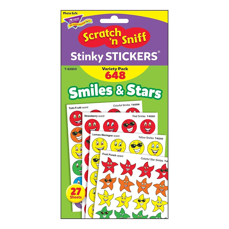 Trend Enterprises® Smiles & Stars Stinky Stickers®, 648 Pack