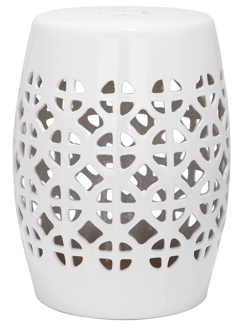 Circle Lattice Garden Stool in White