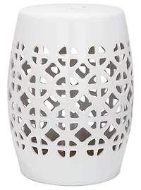 Circle Lattice Garden Stool in White
