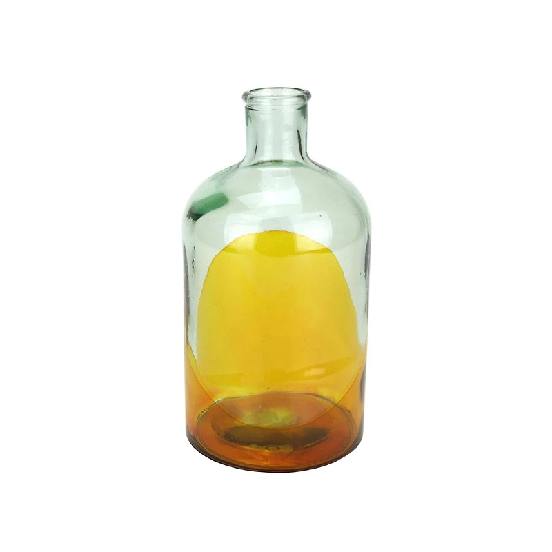 8.75" Fancy Fair Spanish Glass Vase, Orange & Clear