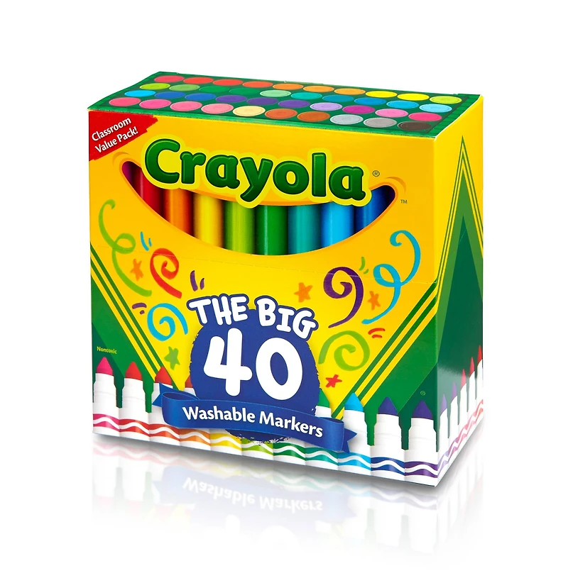 Crayola Ultra Clean Washable Classic Colors Broad Line Markers, 40ct.