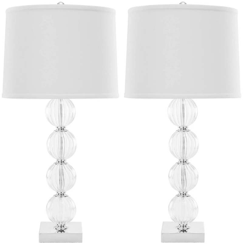 Amanda Glass Globe Lamp Set in White