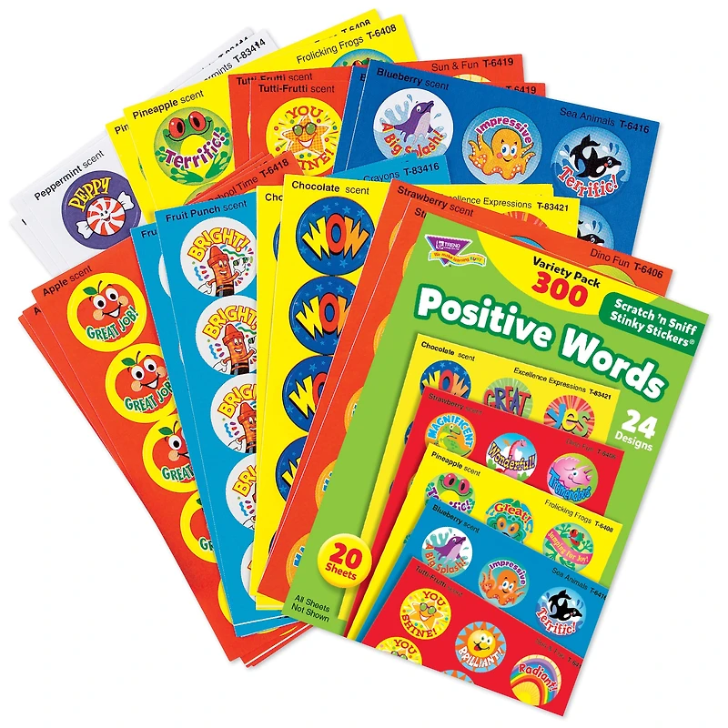 Trend Enterprises® 1” Positive Words Stinky Stickers®, 3 Pack Bundle