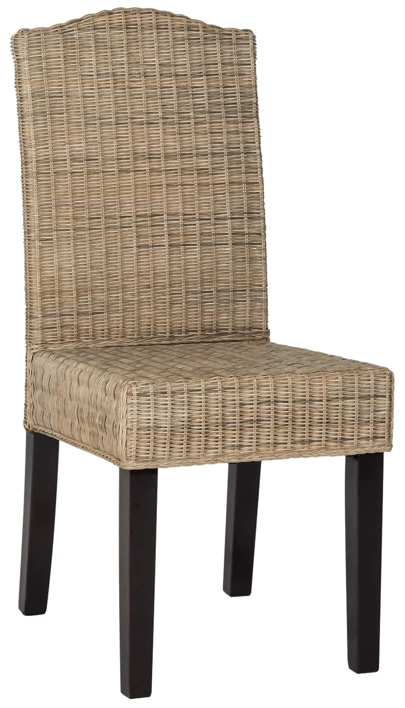 Odette Wicker Dining Chair Set of 2 in Grey