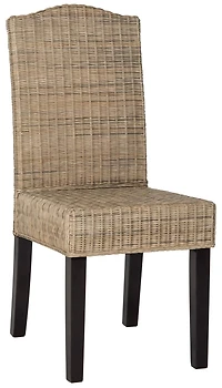 Odette Wicker Dining Chair Set of 2 in Grey