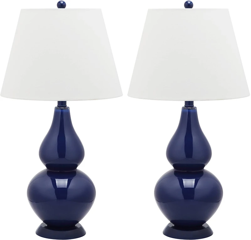 Cybil Double Gourd Table Lamp Set in Navy