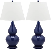 Cybil Double Gourd Table Lamp Set in Navy